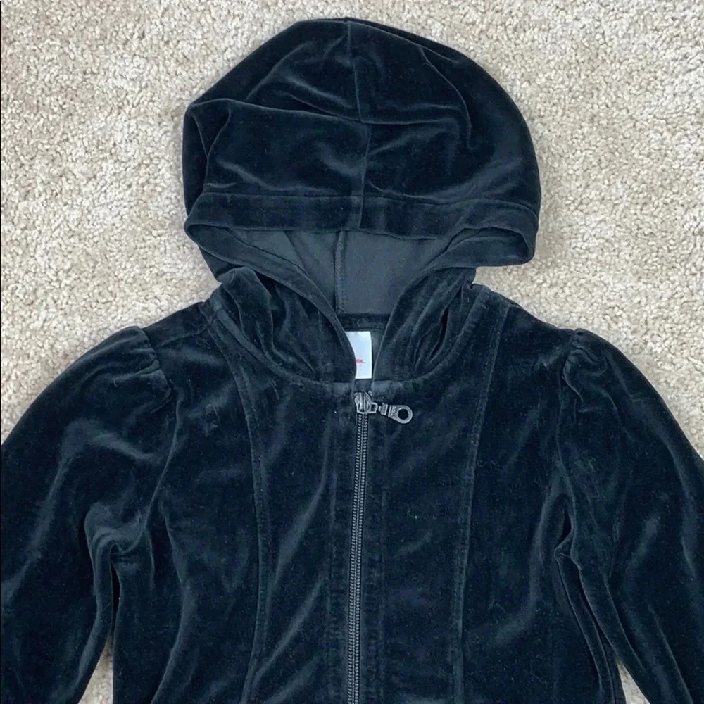 Hanna Anderson black velour zip up hoodie sz 4